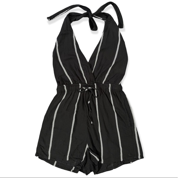Volcom Coco Black and White Striped Halter Romper sz S - Picture 11 of 12